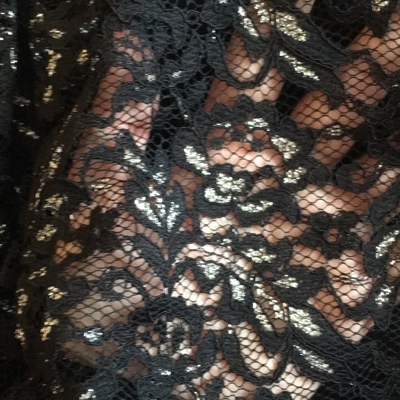 Black and silver lace sleeveless dress with belt - Picture 6 of 6